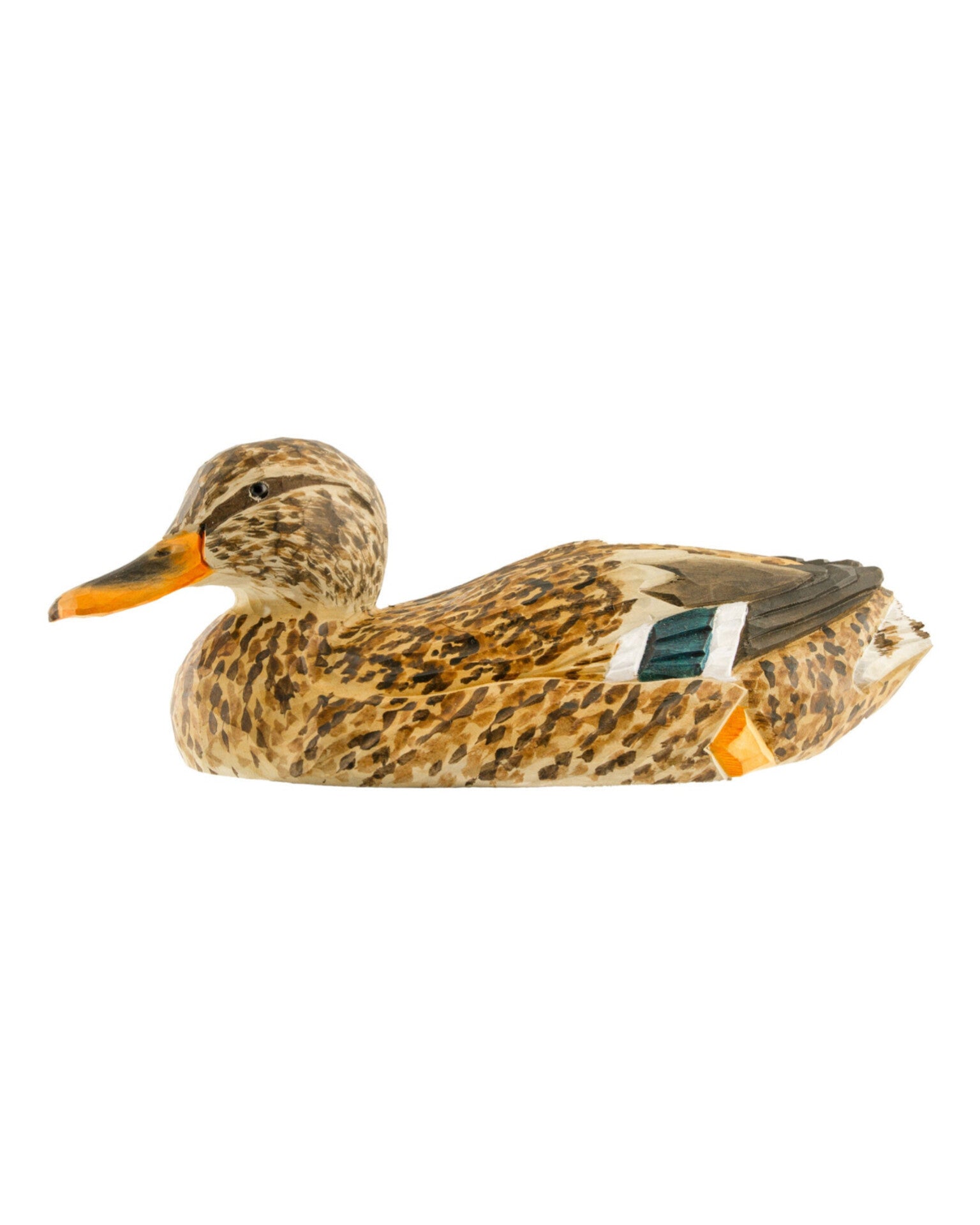 Stokkand Hunn – trefugl fra Snekkerbua, en håndlaget trefigur som fanger den elegante hunnens naturlige farger og trekk. En flott gave til fugleentusiaster og naturvenner.