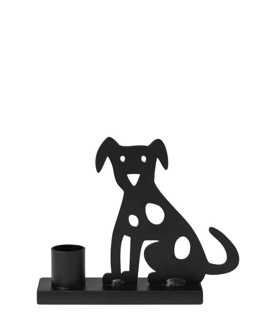 Sitting Dog – jernlysestake fra Snekkerbua, en elegant og moderne lysestake formet som en sittende hund. Denne unike lysestaken kombinerer kunsthåndverk med funksjonalitet, og tilfører et lekent og stilfullt element til interiøret. Perfekt for hundeelskere eller som en original gaveidé. Laget av slitesterkt jern, denne lysestaken gir et varmt og innbydende lys, samtidig som den beriker hjemmet med sitt sofistikerte design.