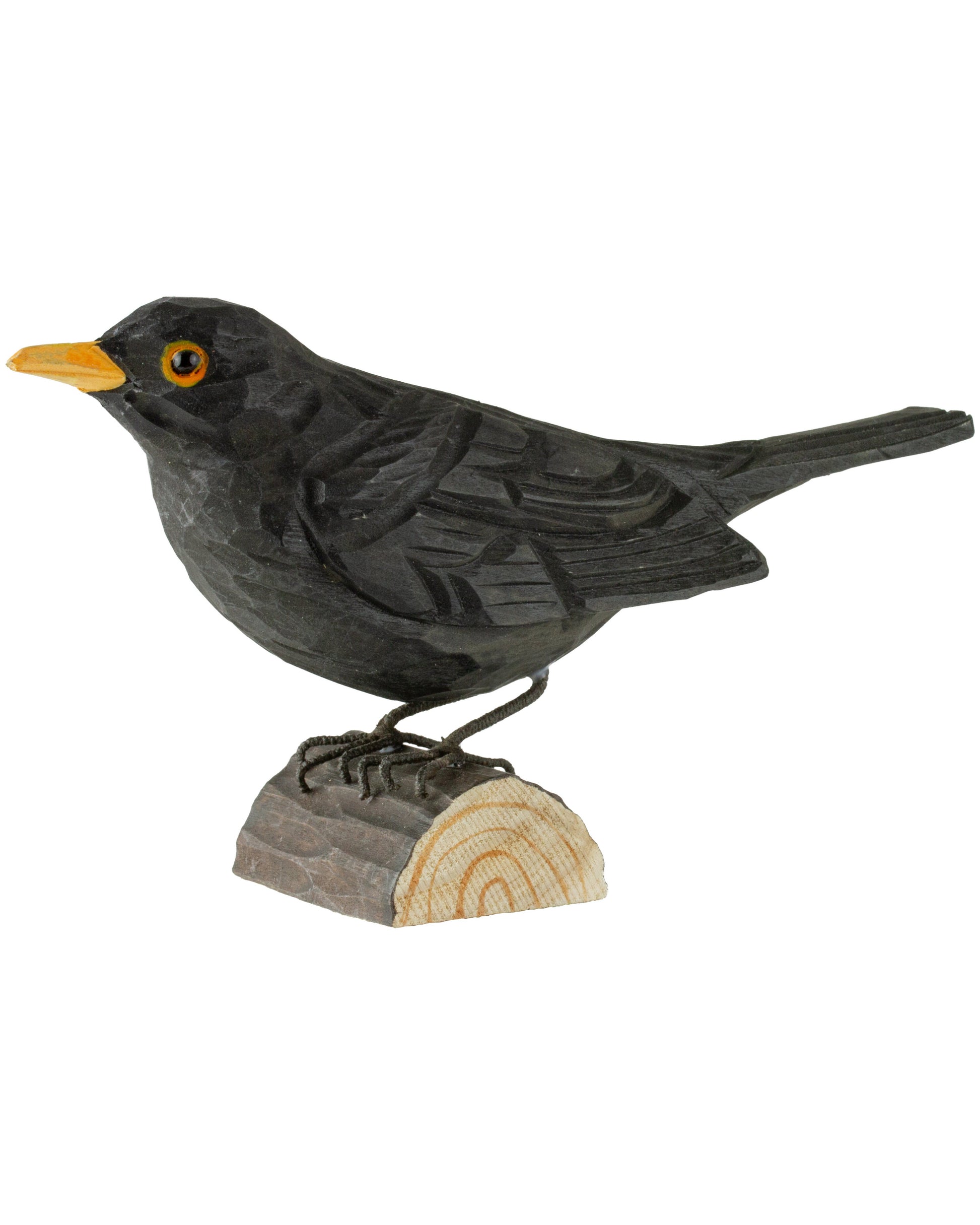 Svarttrost trefugl fra Wildlife Garden, laget av treverk med naturtro detaljer, ideell som dekorasjon i hagen eller hjemmet.